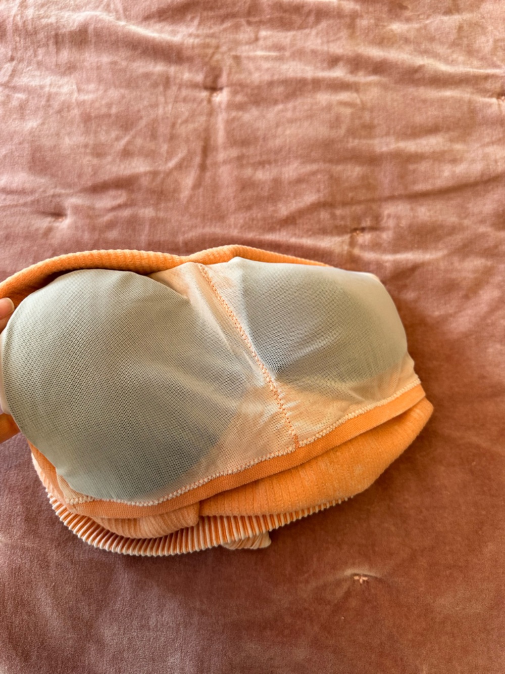 Zenana Ribbed V-Neck Tank Top /bralette Peach - Picture 4 of 4